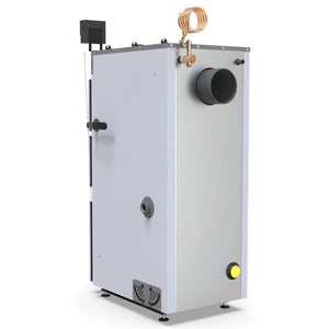 Sichtbares rechteckiges weißen und silberfarbenes Boiler im Produkt Defro Firewood Plus