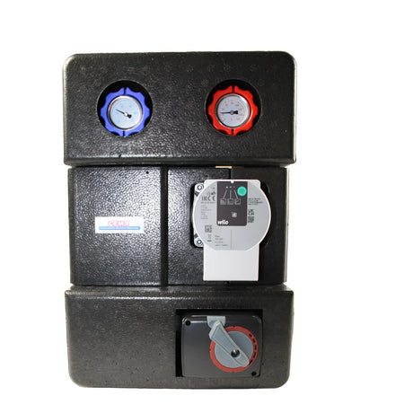 Heizkreisverteiler mit Pumpengruppe & Drei-Wegemischer.