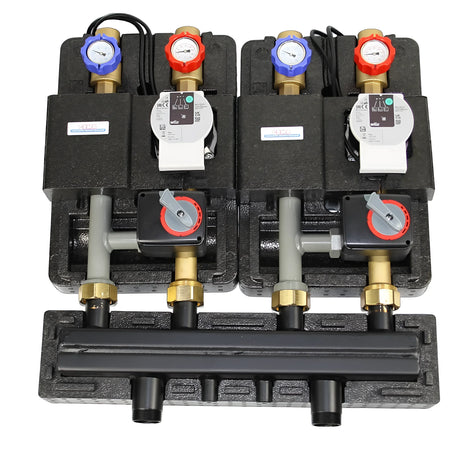 Heizkreisverteiler mit Pumpengruppe & Drei-Wegemischer.