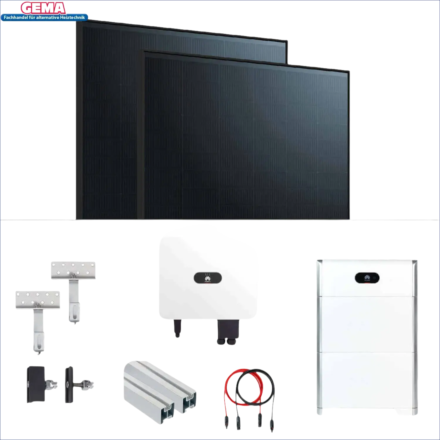 Solar Panel System Components für 10 kWp PV-Anlage mit Glas-Glas Black Frame und 15kw Speicher