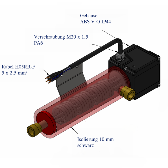 Elektrisches Heizelement mit schwarzem Gehäuse für Durchlauferhitzer Zusatzheizung