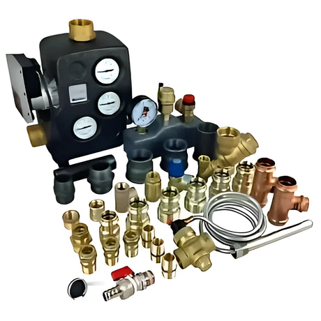 Komplettpaket Attack SLX Lambda Touch 35 kW plus Pufferspeicher mit Wärmetauscher.