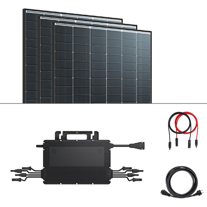 Balkonkraftwerk Set 870Wp ☀️ mit 3 Photovoltaikmodulen, Mikrowechselrichter & Kabel für nachhaltige Energie ⚡️