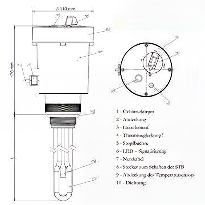 Heizpatrone einstellbare  6 kW  Elektroheizpatrone  PV geeignet