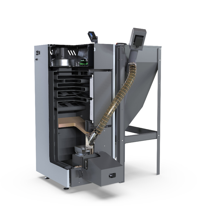 Pelletkessel NEXTPELL+ 16 kW: Moderne Heiztechnik mit effizientem Design 🌿🔥 für umweltfreundliche Wärmeerzeugung.