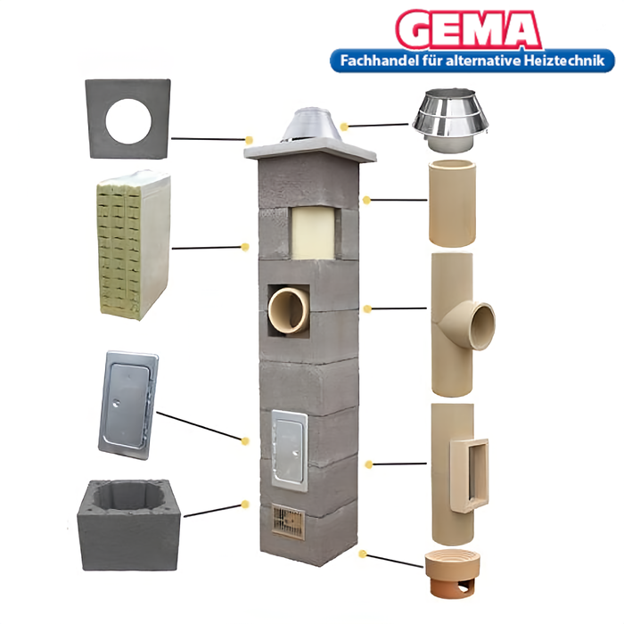 9m DN160 Schornstein Bausatz 3-Schalig Massiv