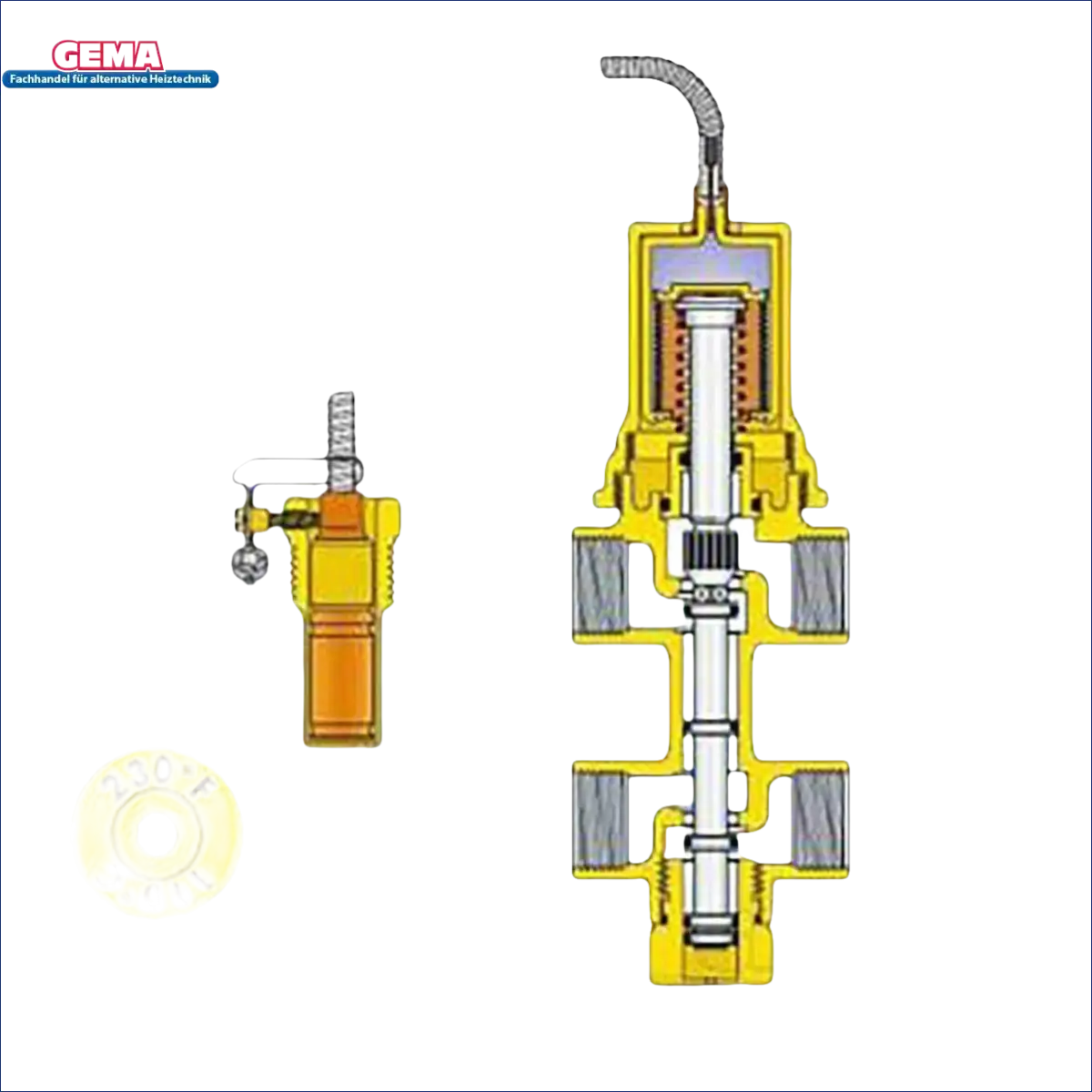 Labeled valve diagram for Caleffi doppelte thermische Ablaufsicherung ½ Zoll