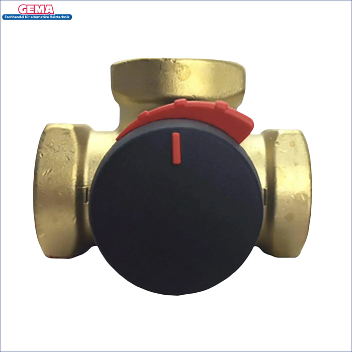 Brassventil mit schwarzem und rotem Griff für Heiz- und Kühlanwendungen