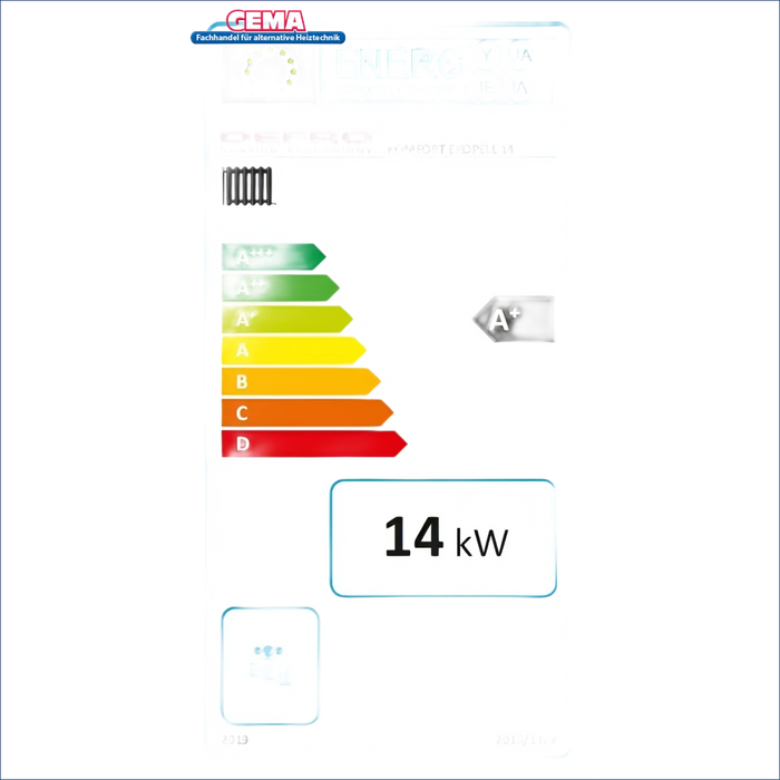 Energieeffizienz-Label für Heizgerät im Industriekessel Set mit Pelletkessel