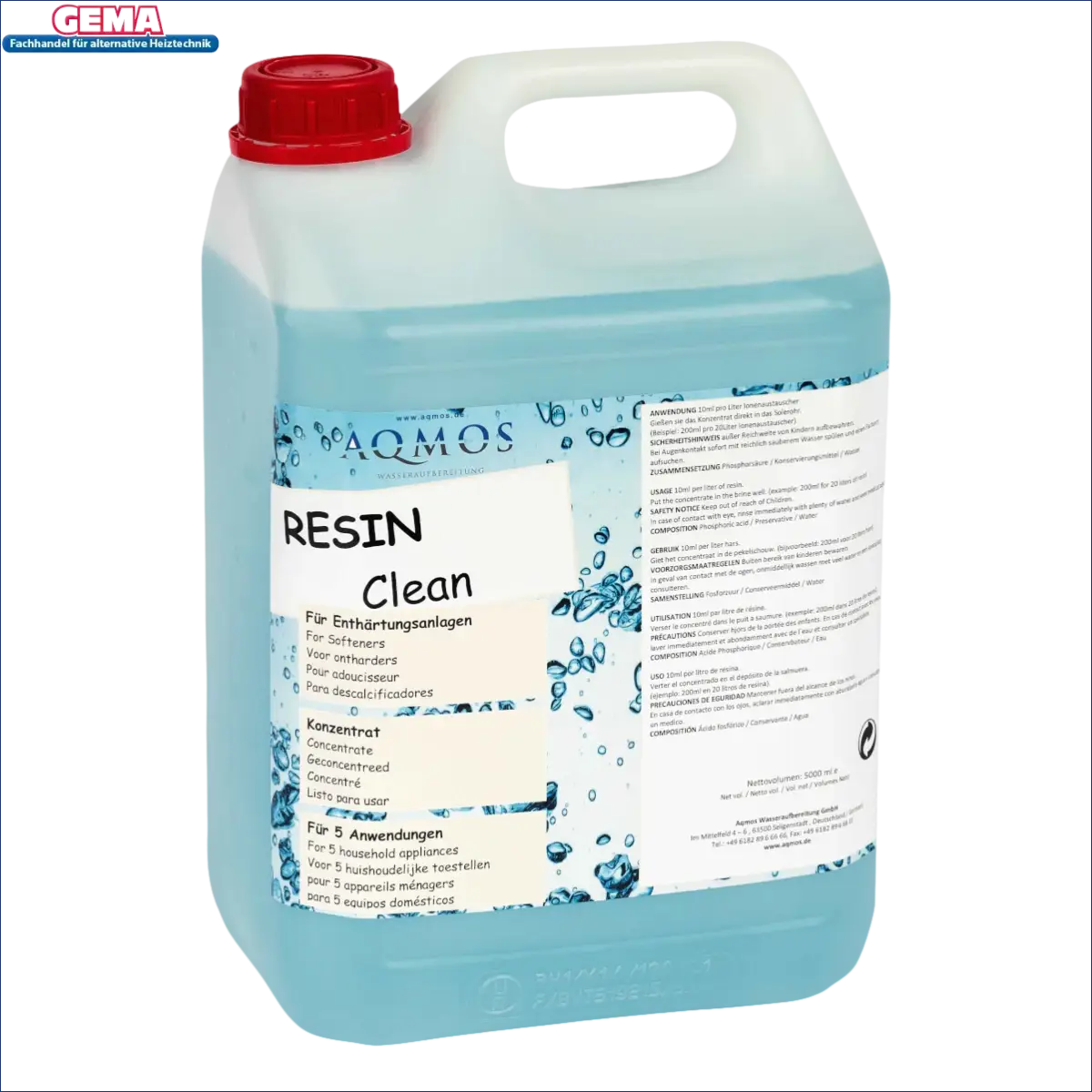 Blaue Resin-Reinigungslösung für Boiler-Zubehör und Wasserenthärtungsanlagen