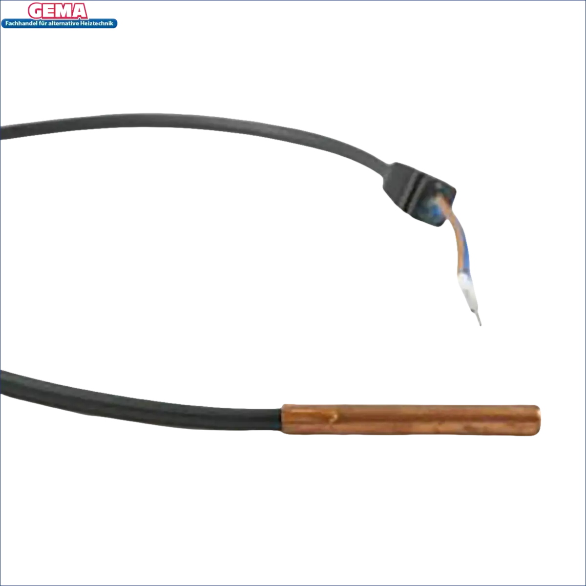 Blackes Kabel mit kupferfarbenem Sensor für Heizkessel Irleh Plus mit Eko Pid Dynamic