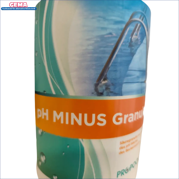 Container mit pH Minus Granulierten Natriumbisulfat zur pH-Wert-Senkung im Wasser