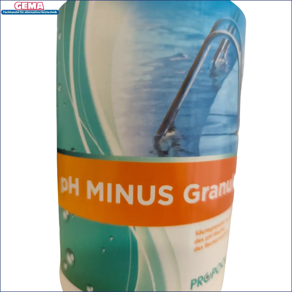 Container mit pH Minus Granulierten Natriumbisulfat zur pH-Wert-Senkung im Wasser