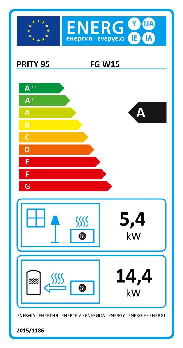 Estufa de leña con compartimento para hornear y alimentador de agua Prity FGW15 - 19,8 kW