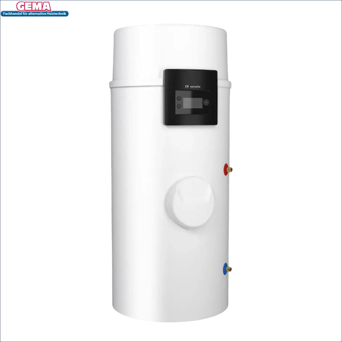 Weiße zylindrische Warmwasser-Wärmepumpe mit Digitalanzeige für Azorra Ace 200L