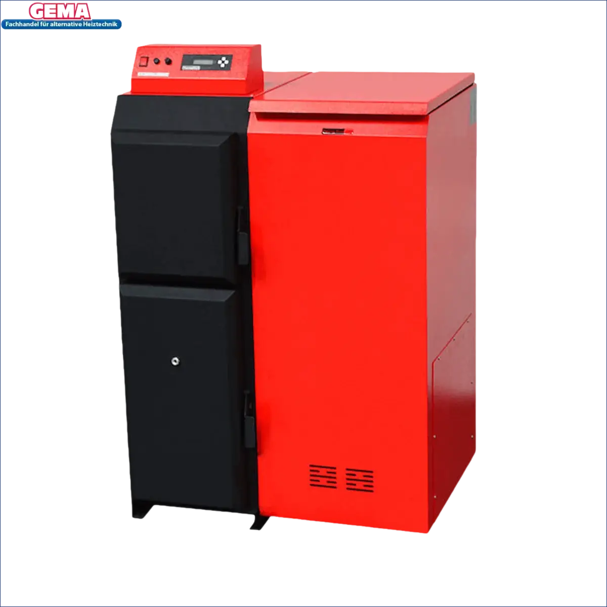 Rote und schwarze Heizungseinheit Thermoflux Pelling 25/230 mit Hygienespeicher