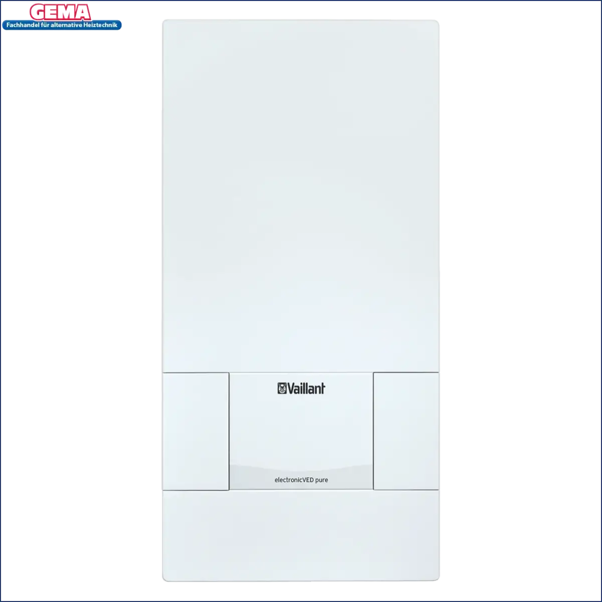 Weißer Vaillant Durchlauferhitzer elektronische VED pure Boiler auf Produktabbildung