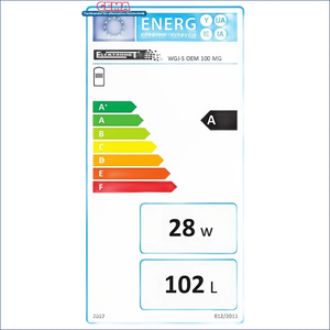 Energieeffizienzlabel für Warmwasserspeicher 100 Liter mit 1,5 kW Heizstab