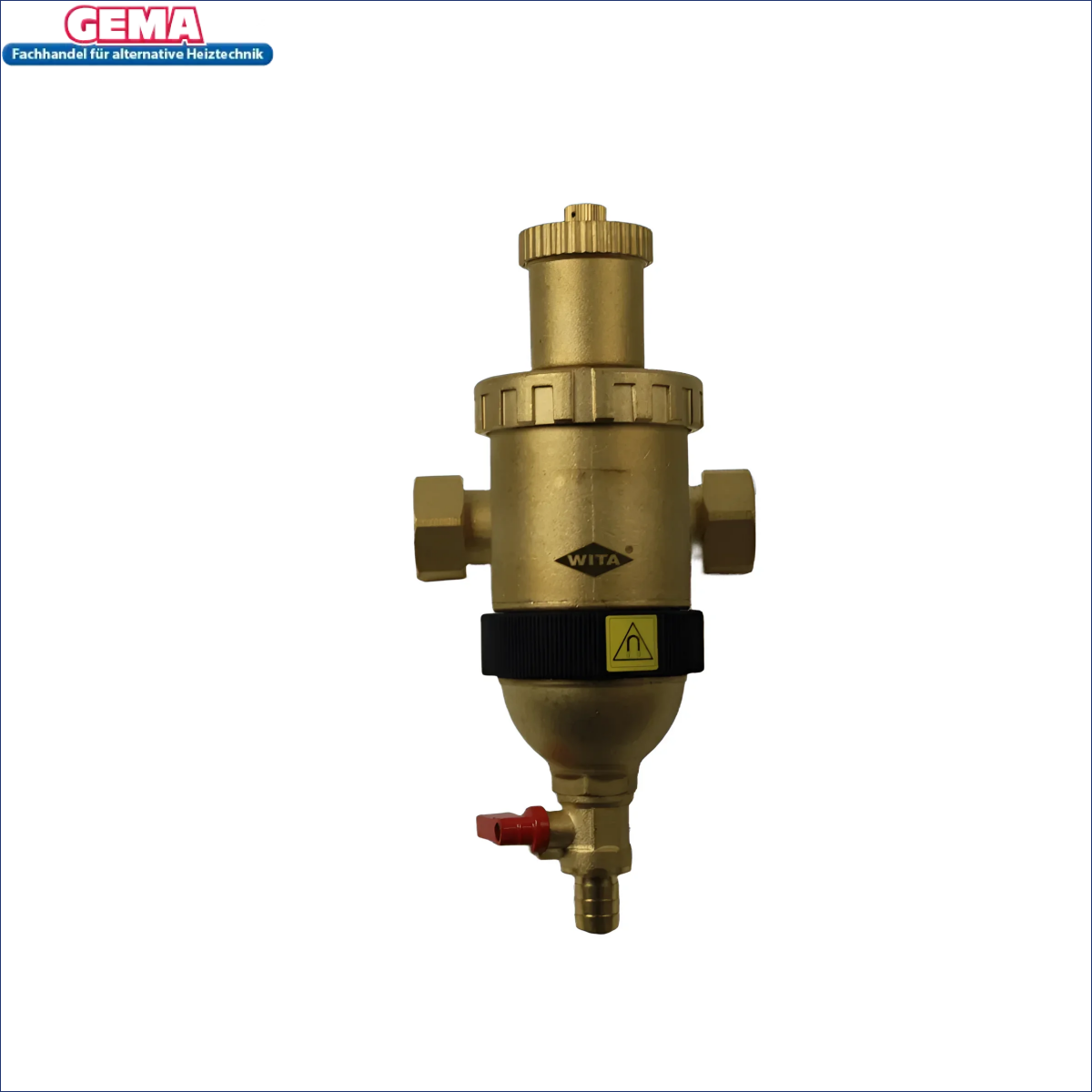 Brassener Magnet-Filter mit rotem Ventil für Heizungsanlage Wita Trap Magnet-Filter